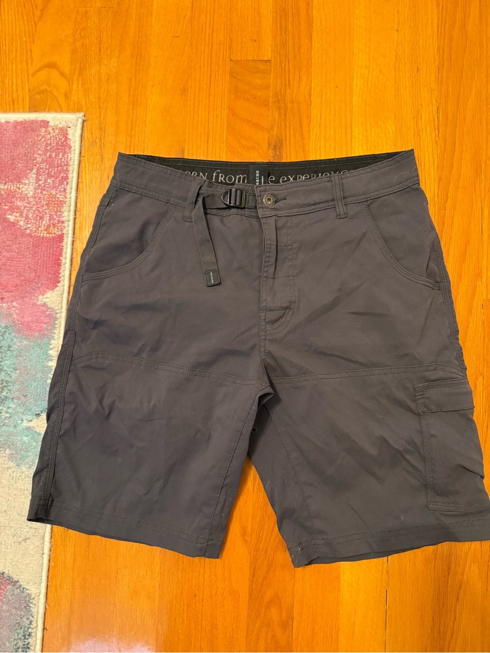 Prana Men's Dark Charcoal Cargo Shorts with Integrated Belt